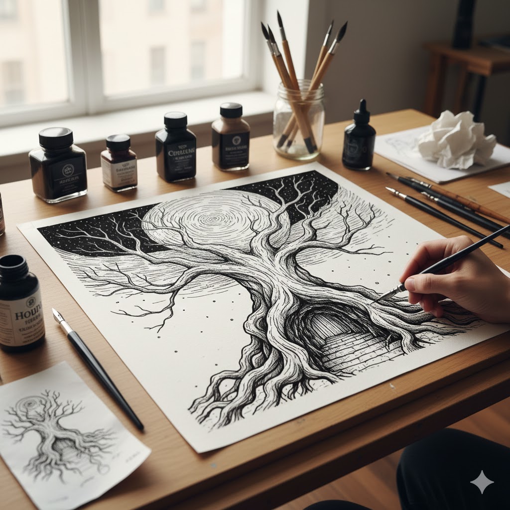 Ink drawing